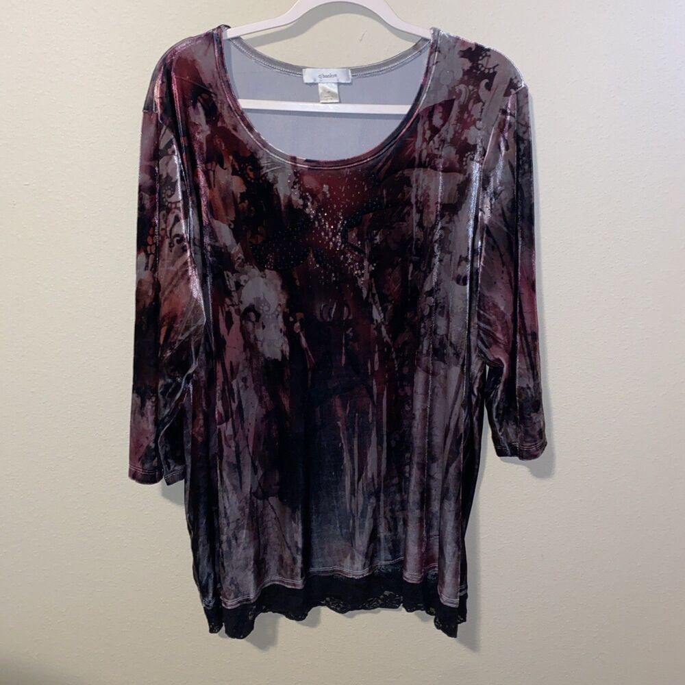 Christopher & Banks Women’s Long Sleeve Top Purple/Gray